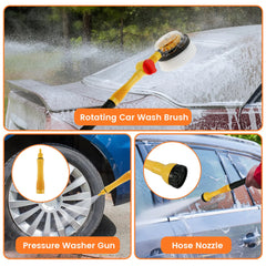 generic Rotating Car Wash Brush with Soap Reservoir Spray Water Window Cleaner Home Cleaning Tool